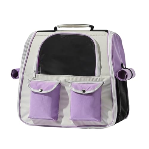 ANIIC Transportbox Katze Tragbarer Katzenrucksack, Netzstoff, Outdoor, Wandern, Reisetasche, Heimtierbedarf, Haustierträger Transportbox Hund (Color : Purple, Size : 40 * 30 * 38cm) von ANIIC