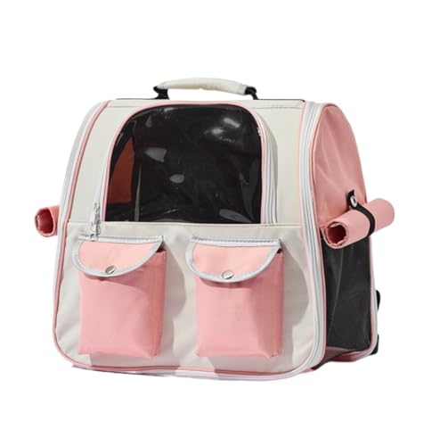 ANIIC Transportbox Katze Tragbarer Katzenrucksack, Netzstoff, Outdoor, Wandern, Reisetasche, Heimtierbedarf, Haustierträger Transportbox Hund (Color : Rosa, Size : 40 * 30 * 38cm) von ANIIC