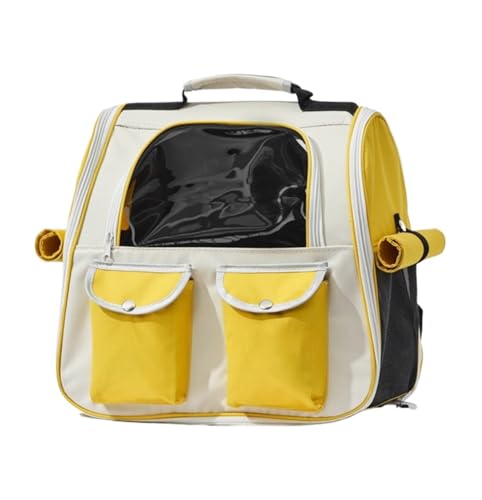 ANIIC Transportbox Katze Tragbarer Katzenrucksack, Netzstoff, Outdoor, Wandern, Reisetasche, Heimtierbedarf, Haustierträger Transportbox Hund (Color : Yellow, Size : 40 * 30 * 38cm) von ANIIC