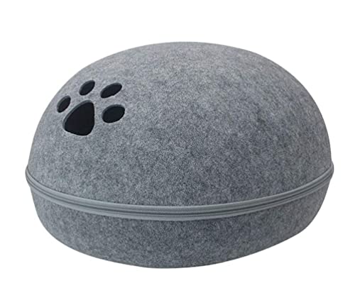 Hundebett Katzenbett Hunde Katzenbett Höhlenschlafsack Reißverschluss Eiform Haustierbett Filztuch Haustierhaus Nest Katzenkorb Für Katzen Tiere Zubehör HundeköRbchen Hundekissen ( Color : Grey , Size von ANIIC