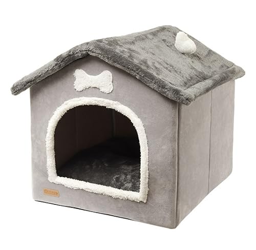 Hundebett Katzenbett Hundebetthaus Für Den Innenbereich, Faltbar, Hundehütte, Zwingerbett, Haustierzelt, Katzenhöhlenbett, Geschlossenes Warmes Plüschschlafen HundeköRbchen Hundekissen (Color : A, S von ANIIC