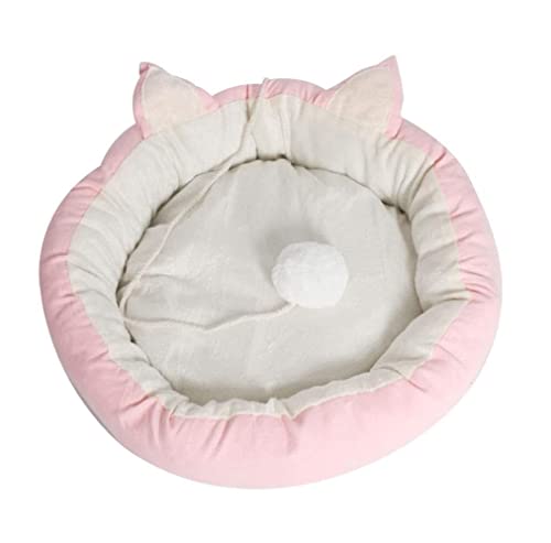 Hundebett Katzenbett Warmes Winternest Plüschkätzchen Kennel Supplies Rundes Katzenohr Weiches Haustierbett Hund Rosa Graues Katzen-Hundebett HundeköRbchen Hundekissen ( Color : Roze , Size : 44x11cm von ANIIC