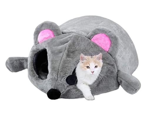 Hundebett Katzenbett Weiche Herbst Winter Hundehütte Warme Katzenhaus Sofas Cartoon Maus Form Haustier Nest Katze Tunnel Bett Winddicht Haustierbett HundeköRbchen Hundekissen von ANIIC