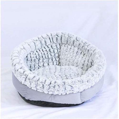 Hundebett Katzenbett Weiches Haustier Hund Katze Rundes Bett Kurzer Plüsch Winter Warme Schlafbetten Tasche Hündchen Katzen Kissen Matte Haustierbedarf HundeköRbchen Hundekissen ( Color : Gray-1 , Siz von ANIIC