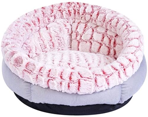 Hundebett Katzenbett Weiches Haustier Hund Katze Rundes Bett Kurzer Plüsch Winter Warme Schlafbetten Tasche Hündchen Katzen Kissen Matte Haustierbedarf HundeköRbchen Hundekissen ( Color : Pink-1 , Siz von ANIIC