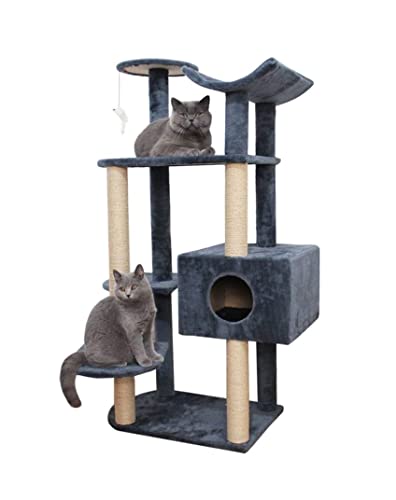 Kratzbaum Katzen-Kletterbaum Mit Scratching Scratcher Sisal Post Katzen-Kletterturm Condo-Plattform Mit Baumelnden Mäusespielzeugen Katzenbaum von ANIIC