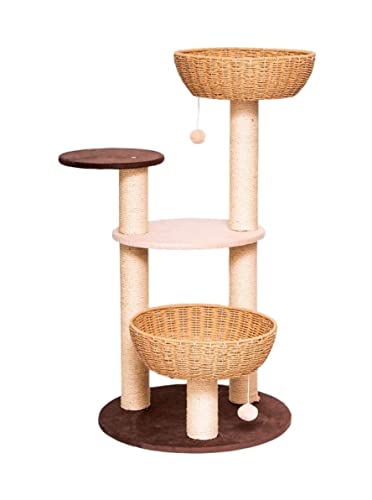 Kratzbaum Katzen-Kletterbaum Mit Sisal-Kratzbäumen Und Schüsselförmigen Sitzstangen, Pet Play House Activity Center Mit Baumelndem Spielzeug Katzenbaum von ANIIC