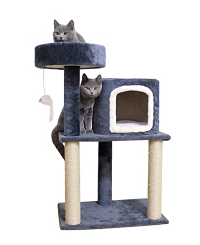 Kratzbaum Katzen-Klettergerüst Mit Katzenstreu-Kratzbaum, Vier Jahreszeiten-Katzen-Sprungplattform, Mehrschichtiges Katzen-Kratzbrett-Spielzeug Katzenbaum (Blue : Grey, Size : 50 x 36 x 83cm) von ANIIC