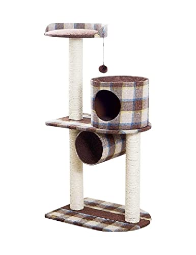 Kratzbaum Katzenklettergerüst Hängematte Katzenstreu Kratzbaum Integriertes Gitter Katzensprungplattform Katzenspielzeug Katzenbaum (Blue : Brown, Size : 40x60x117cm) von ANIIC