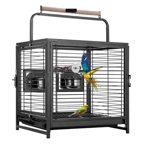 Vogelkäfig Vogel Käfig 19 Inch Wrought Iron Bird Cage Travel Carrier Cage with Bird Feeder for Parrots Conures Lovebird Cockatiel Parakeets Vogelkäfig Wellensittich von ANIIC