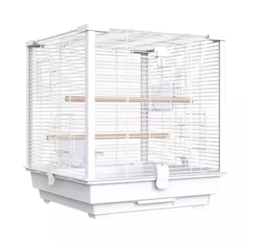 Vogelkäfig Vogel Käfig Quadratischer Metall-Vogelkäfig Mit Vogelfutterstation, Tablett Für Papageien, Sittiche, Wellensittiche, Nymphensittiche, Sittiche Vogelkäfig Wellensittich(White) von ANIIC