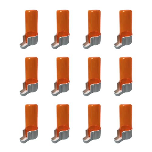 ANIMALPLAST 12 Stück 100 ml Vogelwasserspender, Vogelfutterspender, Vogelkäfig, hängender automatischer Wassersamenspender, geeignet für kleine bis mittelgroße Vögel (Orange, breites Netz) von ANIMALPLAST