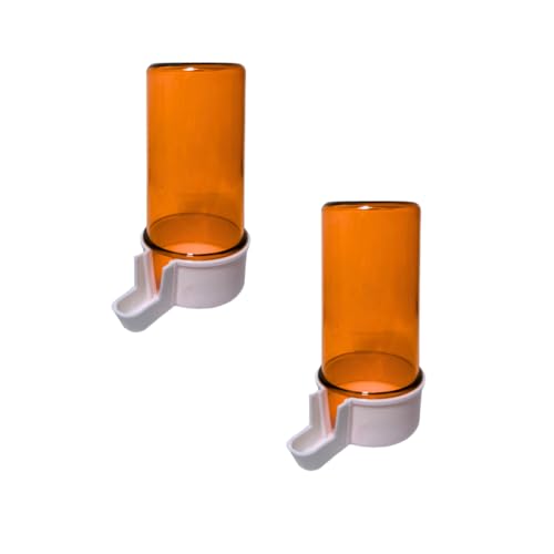 ANIMALPLAST 2 Stück 200 ml Vogelwasserspender, Vogelfutterspender, Vogelkäfig, hängender automatischer Wassersamenspender, geeignet für kleine bis mittelgroße Vögel (Orange, dünnes Netz) von ANIMALPLAST