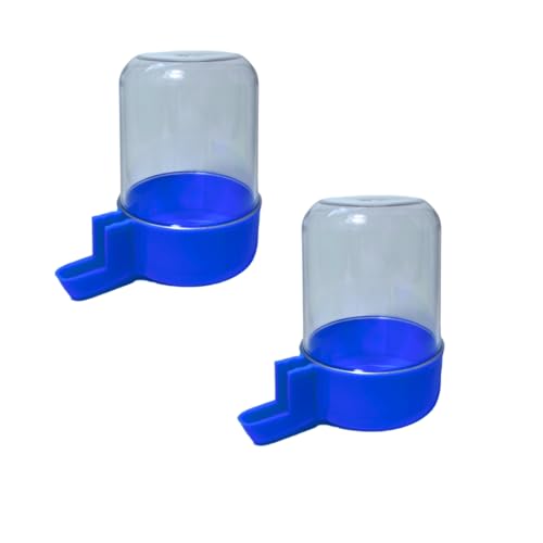 ANIMALPLAST 2 Stück 300 ml Vogelwasserspender, Vogelfutterspender, Vogelkäfig, hängender automatischer Wassersamenspender, geeignet für kleine bis mittelgroße Vögel (Kristall-Blau, dünnes Netz) von ANIMALPLAST