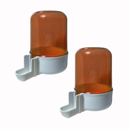 ANIMALPLAST 2 Stück 300 ml Vogelwasserspender, Vogelfutterspender, Vogelkäfig, hängender automatischer Wassersamenspender, geeignet für kleine bis mittelgroße Vögel (Orange-Weiß, breites Netz) von ANIMALPLAST