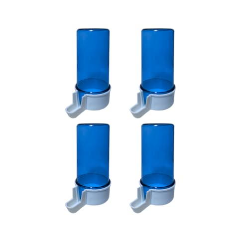 ANIMALPLAST 4 Stück 200 ml Vogelwasserspender, Vogelfutterspender, Vogelkäfig, hängender automatischer Wassersamenspender, geeignet für kleine bis mittelgroße Vögel (Blau, dünnes Netz) von ANIMALPLAST