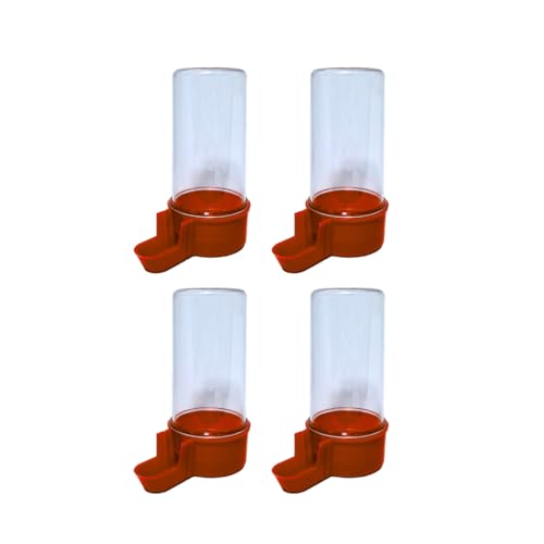 ANIMALPLAST 4 Stück 200 ml Vogelwasserspender, Vogelfutterspender, Vogelkäfig, hängender automatischer Wassersamenspender, geeignet für kleine bis mittelgroße Vögel (Kristall-Rot, breites Netz) von ANIMALPLAST