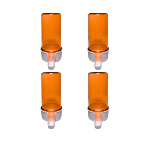 ANIMALPLAST 4 Stück 200 ml Vogelwasserspender, Vogelfutterspender, Vogelkäfig, hängender automatischer Wassersamenspender, geeignet für kleine bis mittelgroße Vögel (Orange, dünnes Netz) von ANIMALPLAST