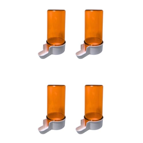 ANIMALPLAST 4 Stück 200 ml Vogelwasserspender, Vogelfutterspender, Vogelkäfig, hängender automatischer Wassersamenspender, geeignet für kleine bis mittelgroße Vögel (Orange-Weiß, breites Netz) von ANIMALPLAST