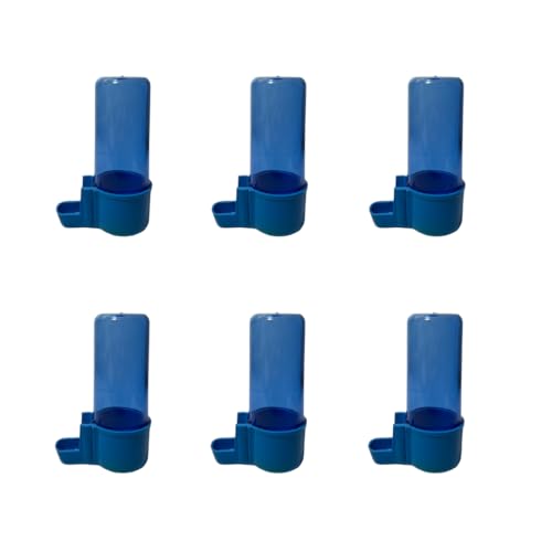 ANIMALPLAST 6 Stück 100 ml Vogelwasserspender, Vogelfutterspender, Vogelkäfig, hängender automatischer Wassersamenspender, geeignet für kleine bis mittelgroße Vögel (Blau-Blau, breites Netz) von ANIMALPLAST