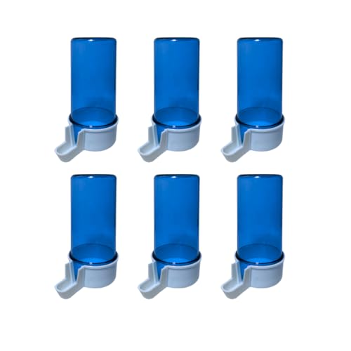 ANIMALPLAST 6 Stück 200 ml Vogelwasserspender, Vogelfutterspender, Vogelkäfig, hängender automatischer Wassersamenspender, geeignet für kleine bis mittelgroße Vögel (Blau, dünnes Netz) von ANIMALPLAST