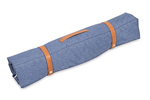 ANIMOOD - Hundebett Matte Luna - Hundedecke Outdoor Faltbar Tragbares Hundebett für draußen und drinnen, 100 cm x 60 cm, mit integriertem Griff und Bissschutz mit Riemen (Blue) von ANIMOOD