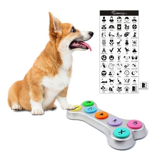 ANLIKY Hundetasten für Kommunikation, 7-teiliges sprechendes Tasten-Set mit Szenenaufklebern, Haustier-Trainingstasten für Hunde und Katzen, Schwarz (Batterie im Lieferumfang enthalten) von ANLIKY