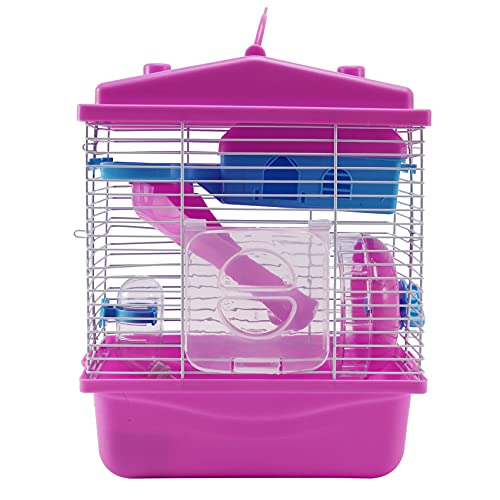 ANNJUC Haustierkäfig Hamsterhütte mit transparentem Oberlicht, doppellagiges Haus für Hamster, Goldhamster, Haustier, Rosa von ANNJUC