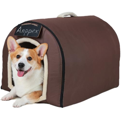 ANPPEX Hundehaus für drinnen,Hundehöhle Mittelgroße Hunde,2-in-1 waschbares Hundebett mit Überzug,XL-Größe für Mittelgroße Hunde,Braun von ANPPEX