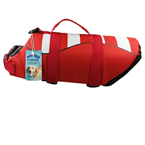 Rettungsweste für Hunde, Schwimmweste, Haustiere, Sicherheitsweste, Schwimmweste, verstellbar, mit Griff, Rettungsweste, für Schwimmen, Surfen, Jagdboot (XS, rot) von ANPTER