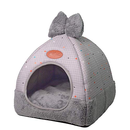 ANQI Haustier-Zelt Höhle Bett in Iglu 2-in-1 Faltbares gemütliches Schlafversteck mit abnehmbarem waschbarem Kissen für Katzen, Kaninchen, kleine Hunde und Ratten von ANQI