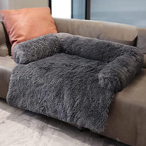 ANQI Hundesofa Hundekörbchen Katzenkissen Flauschig, Waschbar Katzenbett Hundekissen, Hundebett XXL Hundematte Tierbett, Couch für Sofaschutz Hund und Kofferraumschutz, Dunkelgrau, 90*90cm von ANQI