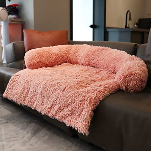 ANQI Plüsch Hundesofa Hundekörbchen Katzenkissen Flauschig,Waschbar Katzenbett Hundekissen,Hundebett XXL Hundematte Tierbett,Hundebett Couch für Sofaschutz Hund und Kofferraumschutz, Rosa, 76*76cm von ANQI