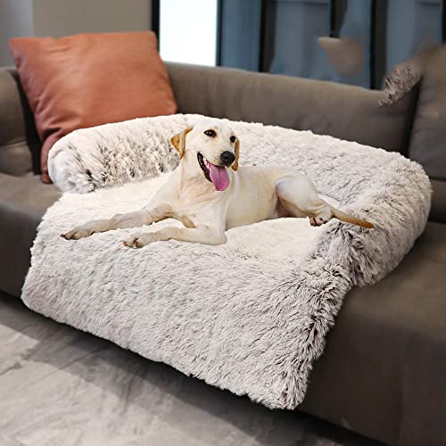 ANQI Orthopädisches Hundebett für Kleine Mittlere Große Hunde,Plüsch Hundesofa Hundekörbchen mit Abnehmbarem,Weiches Flauschig hundekissen,waschbare Hundesofa,XXL Hundematte Tierbett,Khaki,76*76cm von ANQI