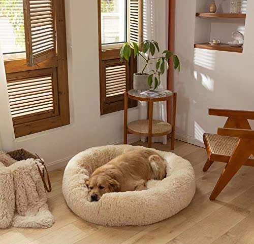 Plüsch HundeBett flauschig große Hunde waschbar Hundesofa Flauschig Hundekissen orthopädisches Hundekorb Calming Hundebett Donut Rundes Kissen Warme Flauschig Weich Anti Stress von ANQI