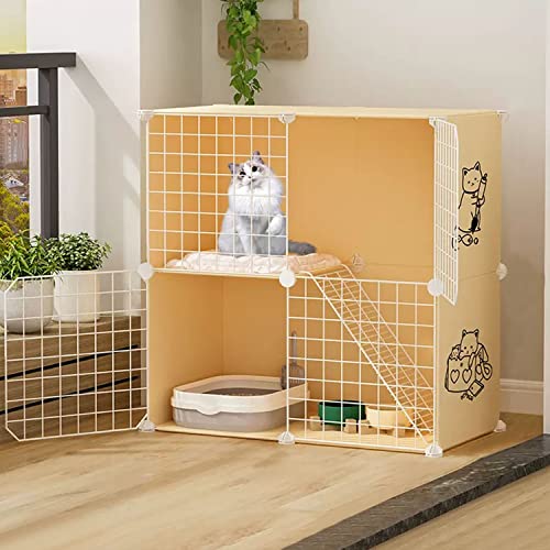 ANSNOW 2-Stöckiger Katzenkäfigträger, Katzenkäfige Für Hauskatzen, Katzenschrank, Katzenlaufstall, Haustierlaufstall Groß, Mit Katzennest + Hängematte + Katzentoilette + Katzennapf, Für 1–3 Katzen/G von ANSNOW