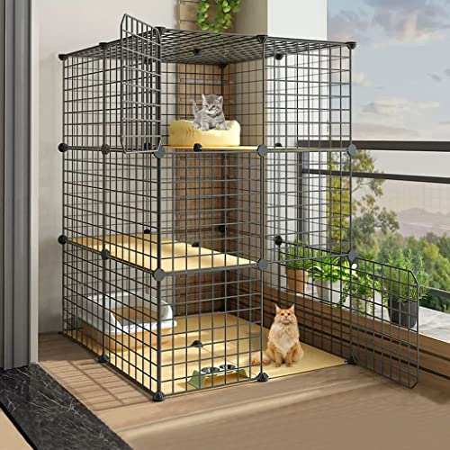 ANSNOW 3-Stöckiger Großer Katzenkäfig, Katzenkäfig-Ecke, Haustierkäfige Für Katzen, Diy-Katzenkäfig-Laufstall Für Den Innenbereich, Abnehmbare Zwinger Aus Metalldraht, Große Übungsplätze, Komplettes von ANSNOW