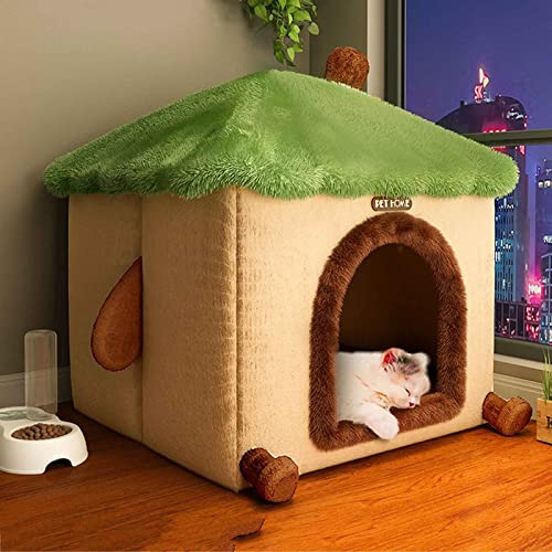 ANSNOW Beheizte Katzenbetten Für Hauskatzen, Katzenhaus Für Den Winter Im Freien, Hundehütte, Weiches Schwammmaterial, Abnehmbar Und Leicht Zu Reinigen/a Hat Keinen M/40 * 50 * 53Cm von ANSNOW