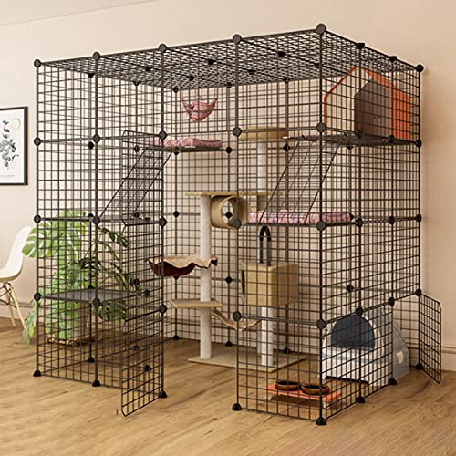 ANSNOW Frettchenkäfig, Katzenlaufstall, Katzenhaus, Drahthütten, Kleine Tierkäfigkiste Für Kätzchen, Meerschweinchen, Ideal Für 1–4 Katzen, 147 X 147 X 146 cm von ANSNOW