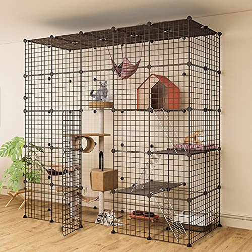 ANSNOW Frettchenkäfig, Katzenlaufstall, Katzenhaus, Drahthütten, Kleintierkäfig, Kiste Für Kätzchen, Meerschweinchen, Ideal Für 1–4 Katzen, 183 X 75 X 182 cm von ANSNOW