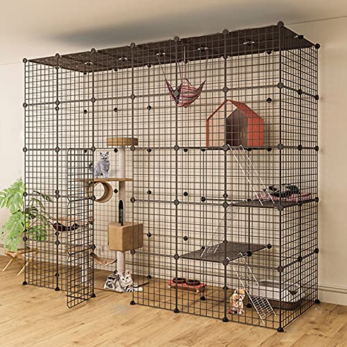 ANSNOW Frettchenkäfig, Katzenlaufstall, Katzenhaus, Drahthütten, Kleintierkäfig, Kiste Für Kätzchen, Meerschweinchen, Ideal Für 1–4 Katzen, 219 X 75 X 182 cm von ANSNOW