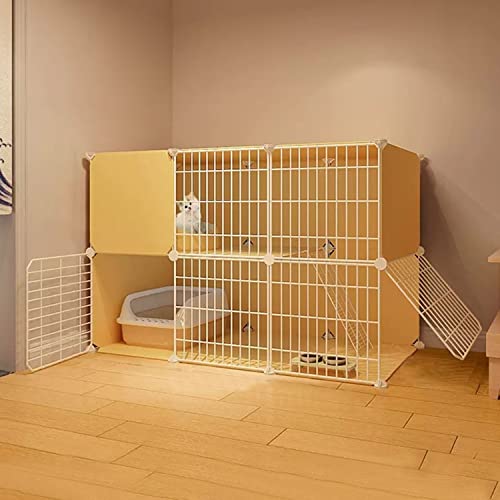 ANSNOW Großer Katzenkäfig, Katzenkäfige Für Hauskatzen, Diy-Katzenlaufstall Für Kleintiere, Mit Katzennapf + Katzentoilette + Katzennest + Hängematte + Leiter, Idealer Übungsort Für 1–3 Katzen/111*4 von ANSNOW