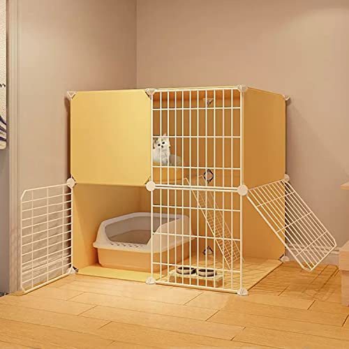 ANSNOW Großer Katzenkäfig, Katzenkäfige Für Hauskatzen, Diy-Katzenlaufstall Für Kleintiere, Mit Katzennapf + Katzentoilette + Katzennest + Hängematte + Leiter, Idealer Übungsort Für 1–3 Katzen/75*49 von ANSNOW