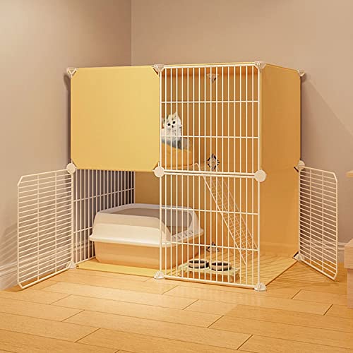 ANSNOW Großer Katzenkäfig, Katzenkäfige Für Hauskatzen, Diy-Katzenlaufstall Für Kleintiere, Mit Katzennapf + Katzentoilette + Katzennest + Hängematte + Leiter, Idealer Übungsort Für 1–3 Katzen/75*39 von ANSNOW