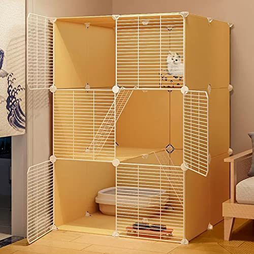 ANSNOW Großer Katzenkäfig, Katzenkäfige Für Hauskatzen, Diy-Katzenlaufstall Für Kleintiere, Mit Katzennapf + Katzentoilette + Katzennest + Hängematte + Leiter, Idealer Übungsort Für 1–3 Katzen/75*75 von ANSNOW