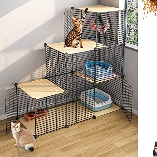 ANSNOW Haustier-Laufstall, Katzenlaufstall – Katzenstall, Kleintierkäfig Für Den Innenbereich, Tragbarer Metalldrahtzaun Für Kleintiere, Meerschweinchen – 111 X 39 X 109 cm/C1 von ANSNOW