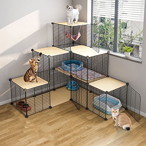 ANSNOW Haustier-Laufstall, Katzenlaufstall – Katzenstall, Kleintierkäfig Für Den Innenbereich, Tragbarer Metalldrahtzaun Für Kleintiere, Meerschweinchen – 111 X 39 X 109 cm/C2 von ANSNOW