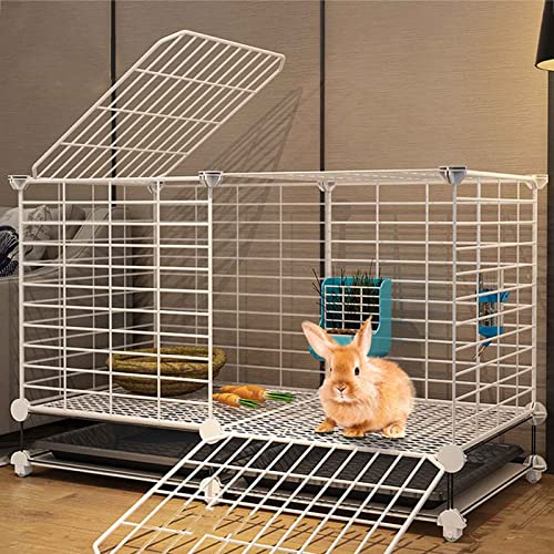 ANSNOW Haustierkäfige Für Kleine Haustiere, Kaninchenkäfige Mit Automatischer Kotentfernung Und Fußmatten, Kaninchen-Chinchilla-Hamsterstall-Cottage Für Den Heimgebrauch, Schwarz/Weiß/B-75*39*48Cm von ANSNOW