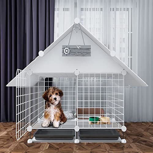 ANSNOW Hundekäfig, Hundezaun, Geeignet Für Kleine Und Mittelgroße Hunde, Hundekäfig Für Draußen Und Drinnen, Haustier-Hundekäfig, Verschiedene/Weiß 75 * 75 * 85Cm von ANSNOW