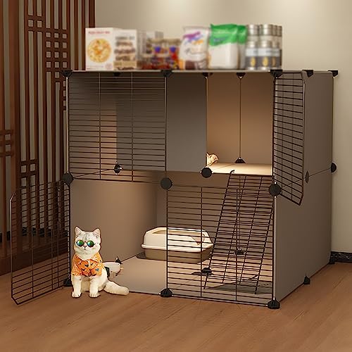 ANSNOW Kätzchenkäfig Für Hauskatzen, Abnehmbarer Katzenlaufstall, Kleintierhaus, Katzenkäfig 29,5" L X 29,5" B X 28,7" H, Zusammengebaute Katzengehege, Frettchenkäfig, Kaninchenstall/C von ANSNOW